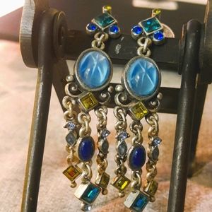 Sweet Romance silver jeweled drop earrings